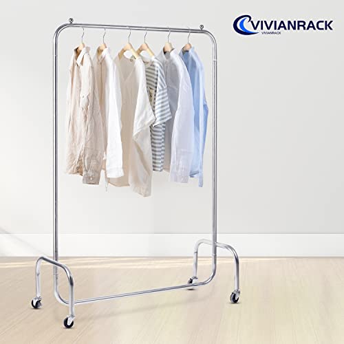 Vivianrack Clothes Garment Rack Heavy Duty Maximum Capacity 300 lb for Hanging Clothes Rack, Metal Clothing Garment Rack on Wheels with Brakes