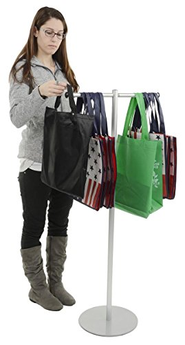 Displays2go Two-Way Straight Arm Garment Rack, Portable- Aluminum