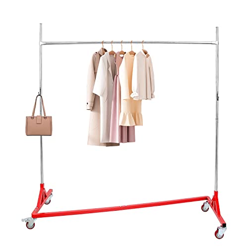 Migoda Z Rack Collapsible Rack,Height Adjustable Rolling Z Rack Clothes Rack, Heavy Duty Z Rack Garment Rack with Wheels - Ideal for Bedroom Storage and Organization