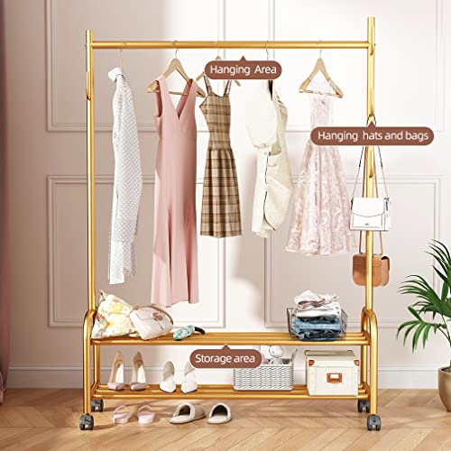 Thick forest Gold Clothing Rack Gold Clothes Rack Gold Garment Rack Heavy Duty Shoes Bags Gold Clothes Organizer Storage Shelves