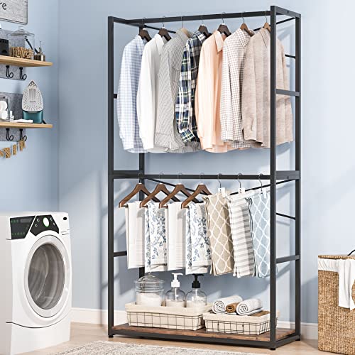 Tribesigns Freestanding Closet Organizer Storage, 78 inches Heavy Duty Garment Rack with Double Rods, Industrial Clothes Clothing Rack for Hanging Clothes, Closet, Laundry Room, Capacity 300 lbs