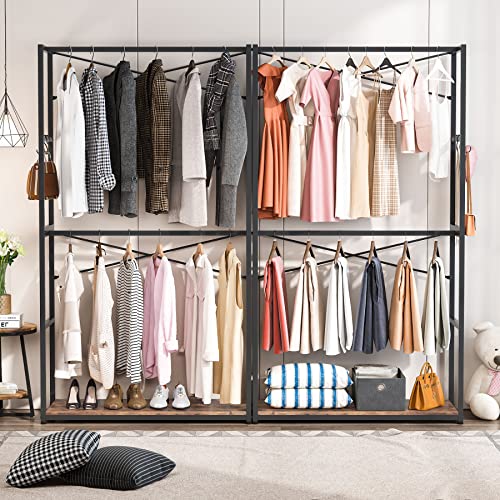 Tribesigns Freestanding Closet Organizer Storage, 78 inches Heavy Duty Garment Rack with Double Rods, Industrial Clothes Clothing Rack for Hanging Clothes, Closet, Laundry Room, Capacity 300 lbs