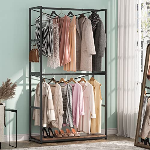 Tribesigns Freestanding Closet Organizer Storage, 78 inches Heavy Duty Garment Rack with Double Rods, Industrial Clothes Clothing Rack for Hanging Clothes, Closet, Laundry Room, Capacity 300 lbs