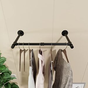 ONOTETUT Industrial Pipe Clothing Rack,Industrial Wall Mounted Clothes Rack with Hat Hook,Industrial Hanging Clothes Rack,Heavy Duty Pipe Clothes Rack,Detachable Iron Garment Racks for Laundry Room