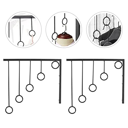 Baluue Clothes Hanger Rack 1 Set of Wall- Mounted Metal Garment Rack Clothes Display Hanger Bedroom Closet Clothing Organizer Space Save Clothes Rack with 5 Hanging Rings Black