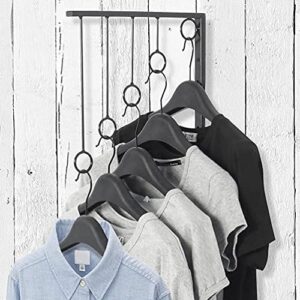 Baluue Clothes Hanger Rack 1 Set of Wall- Mounted Metal Garment Rack Clothes Display Hanger Bedroom Closet Clothing Organizer Space Save Clothes Rack with 5 Hanging Rings Black