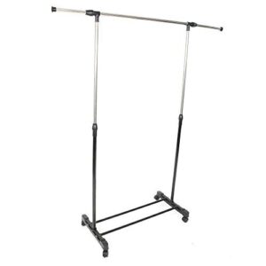2611 - rolling dry clothes rack single rail hanging garment bar heavy duty hanger – qq09