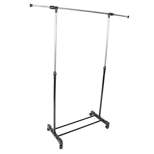 2611 - Rolling Dry Clothes Rack Single Rail Hanging Garment Bar Heavy Duty Hanger – QQ09