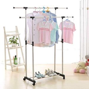 6841 – double b- heavy duty rail portable clothes hanger rolling garment rack - mn29