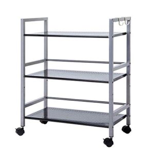 6823 – 3 tier black - shelving rack shelf shelves w/rolling wheel utility cart – mn27