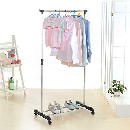 6844 – Single 3 - Heavy Duty Rail Portable Clothes Hanger Rolling Garment Rack - MN29