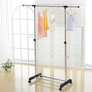 6839 – single - heavy duty rail portable clothes hanger rolling garment rack – mn29