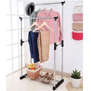 6812 - double heavy duty rail portable clothes hanger rolling storage rack – mn27