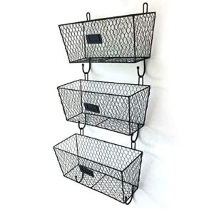 6813 - 3 rack letter holder mail wall mount hook steel kitchen decor home – mn27
