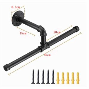 Sazzad Industrial Pipe Clothing Rack Wall Mount, Industrial Pipe Clothing Rack 17.5IN, Heavy Duty Iron Garment Rack Bar for Closet, Laundry Room, Black (3/4 Inch Pipe)