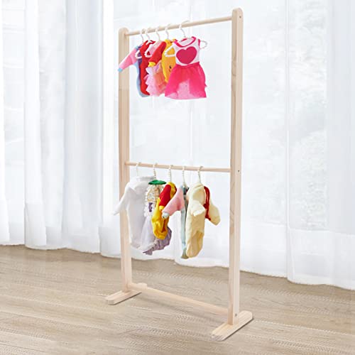 Gdrasuya10 Pet Clothes Garment Rack, Wood Pet Clothing Display Stand Closet Organizer for Pets' or Children's Clothes, 22.05 x 9.45 x 43.31in