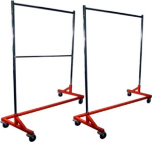 only hangers single bar hang rail plus double bar hang rail - heavy duty rolling z rack set of (2)