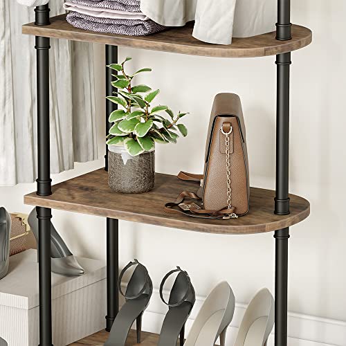 MAIKAILUN Industrial Clothing Rack, Heavy Duty Clothes Rack With Shelves, Freestanding Rolling Garment Rack for Hanging Clothes, Standing Portable Metal Closet Organizer, Coat Rack (BLACK)