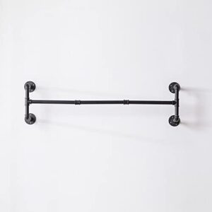 YLFAHXP Industrial Pipe Clothes Rack, Heavy Duty Detachable Wall Mounted Iron Garment Bar, Multi-purpose Clothing Rack Hanging Rod Organizer for Closet Storage (Black)