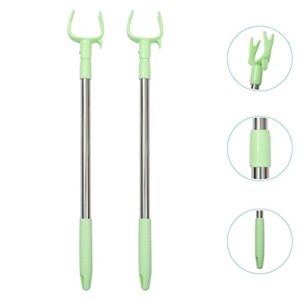 Veemoon 2pcs Closet Pole with Hook Telescoping Long Reach Stick Stainless Steel Clothing Hanger Garment Pole for Closet Shelf Ceiling