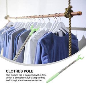 Veemoon 2pcs Closet Pole with Hook Telescoping Long Reach Stick Stainless Steel Clothing Hanger Garment Pole for Closet Shelf Ceiling