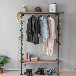 Industrial Pipe Clothing Rack with Shelves,48 Inch Industrial Clothing Rack,Pipe Clothing Rack,Retail Clothing Rack,Industrial Wall Mounted Clothes Rack,Wall Clothing Rack,Pipe Clothes Racks for Hanging Clothes ONOTETUT