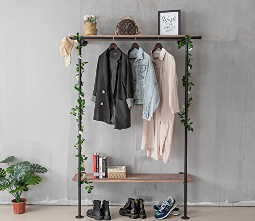 Industrial Pipe Clothing Rack with Shelves,48 Inch Industrial Clothing Rack,Pipe Clothing Rack,Retail Clothing Rack,Industrial Wall Mounted Clothes Rack,Wall Clothing Rack,Pipe Clothes Racks for Hanging Clothes ONOTETUT