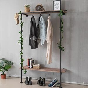 Industrial Pipe Clothing Rack with Shelves,48 Inch Industrial Clothing Rack,Pipe Clothing Rack,Retail Clothing Rack,Industrial Wall Mounted Clothes Rack,Wall Clothing Rack,Pipe Clothes Racks for Hanging Clothes ONOTETUT