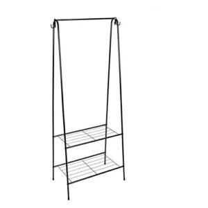 organize it all garment rack with 2 tier shelving, assembled dimensions: 23. 7” x 14. 09” x 59. 06, multi-functional, great for storing shoes, space saving, freestanding,
