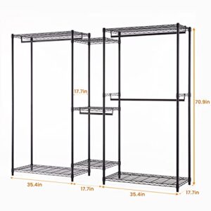 ZUNGKEA Heavy Duty Clothes Rack for Hanging Clothes, Free Standing Wire Garments Rack, 1144 LBS Closet Wardrobe Rack，L 88.5”×W 18”×H 71”, Matt Black