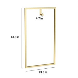 FURVOKIA Modern Simple Men's and Women's Clothing Store Heavy Duty Metal Display Stand,Wall-Mounted Garment Rack,Clothes Rail,Bathroom Hanging Towel Rack (Gold Square Tube, C)