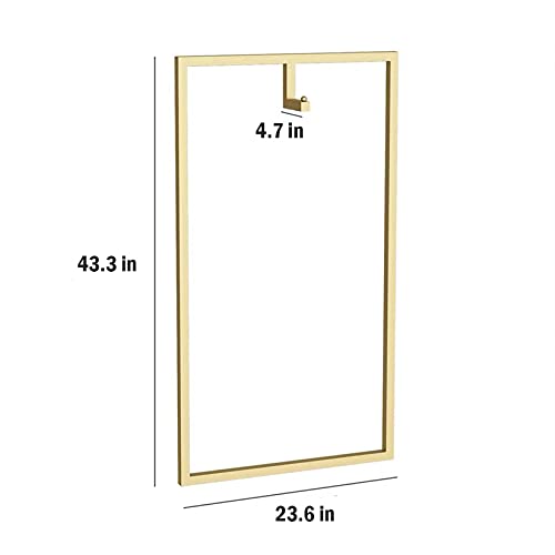 FURVOKIA Modern Simple Men's and Women's Clothing Store Heavy Duty Metal Display Stand,Wall-Mounted Garment Rack,Clothes Rail,Bathroom Hanging Towel Rack (Gold Square Tube, C)