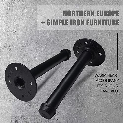 3/4" Industrial Pipe Wall Mounted Clothing Rack, Heavy Duty Rustic Vintage Black Metal Garment Bracket Frame, Residential Wardrobe or Commercial Clothes Display (4Pack, 8”Brackets)