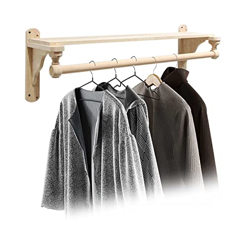 Wooden Hanging Rails for Clothes, Wall Hangers Display Rack Heavy Duty Clothing Rack Garment Shelf for Retail Store