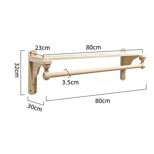 Wooden Hanging Rails for Clothes, Wall Hangers Display Rack Heavy Duty Clothing Rack Garment Shelf for Retail Store