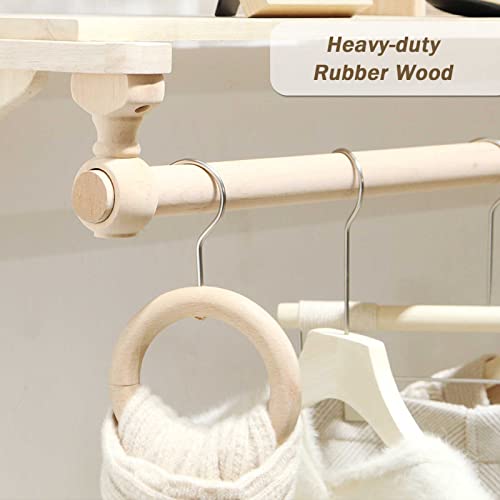 Wooden Hanging Rails for Clothes, Wall Hangers Display Rack Heavy Duty Clothing Rack Garment Shelf for Retail Store