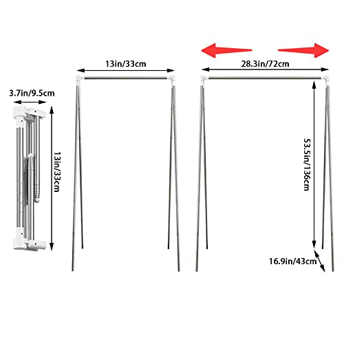 LINNNZI Portable Garment Rack, Stainless Steel Foldable Clothes Rack for Travel, Camping, Hotel Room, Laundry, Dance, Indoor, Outdoor