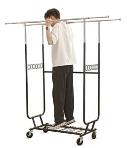 lifefair clothes rack heavy duty clothing rack commercial grade garment rack for hanging clothes, with 450 lbs capacity double clothing rack on wheels, 71" x 20" x 69"