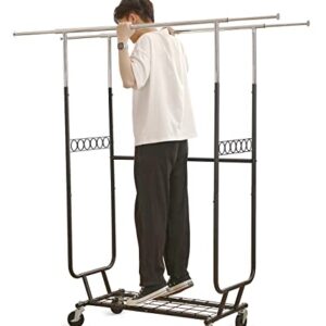 LIFEFAIR Clothes Rack Heavy Duty Clothing Rack Commercial Grade Garment Rack for Hanging Clothes, with 450 LBS Capacity Double Clothing Rack on Wheels, 71" x 20" x 69"