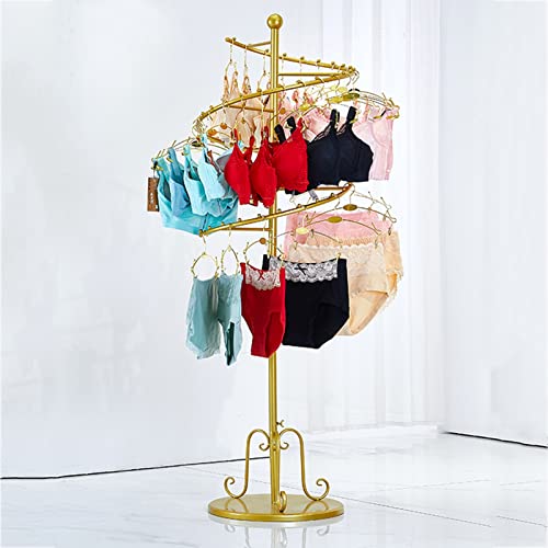 LXBAMKEA Spiral Underwear Rack, Clothing Store Lingerie Display Stand with Balls Stops, Retail/boutiques Swimsuits Bra Shorts Socks Panties Floor-Standing Storage Shelves