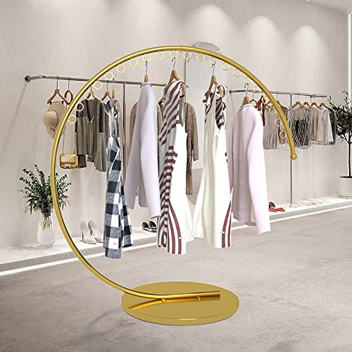 QQXX Commercial Metal Clothing Rack,Industrial Freestanding Clothing Racks Retail,Round Clothes Rack with Hooks,Modern Garment Rack Coat Rack for Hanging Clothes Clothing Displays