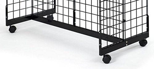 Only Garment Racks #1944B(1) + #1899B(4) + #1904B(9) 2'W x 4'H x 4'L Grid Panel Display Fixture with Gondola Base. Matte Black