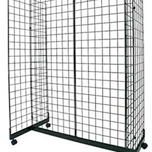 Only Garment Racks #1944B(1) + #1899B(4) + #1904B(9) 2'W x 4'H x 4'L Grid Panel Display Fixture with Gondola Base. Matte Black