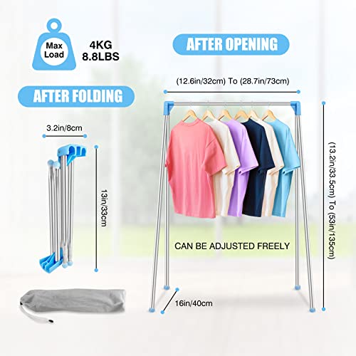 Portable Garment Rack Foldable Clothes Rack - Collapsible Clothing Rack Portable Mini Drying Clothe Rack Folding Clothing Rack for Travel, Camping, Laundry, Indoor, Outdoor