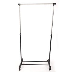 estgen single-bar vertical & horizontal stretching stand clothes rack with shoe shelf yj-01 black & silver