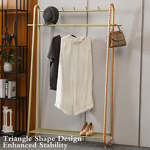 BOTAOYIYI Gold Clothing Rack 39.4 Inch L, Gold Metal Clothes Rack Garment Stand Modern Retail Heavy Duty For Boutique Store Or Bedroom With Coat Hanger And Shoe Display Free Standing