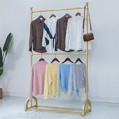 TFCFL Gold Rod Clothing Garment Rack, Heavy Duty Metal Shoes Bags Clothes Organizer Storage Shelves Garment Rack Wardrobe Rack Compact Large Metal Clothing Rack with Shoe Shelf (Style G)