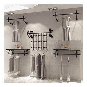 zhirong industrial wall mounted clothing rack black metal display rack for retail display/laundry/boutique/clothing store, 3 sizes,set of 5 (size : 300cm)