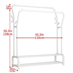 YAYI Garment Rack Clothes Rack Freestanding Hanger Double Rails Bedroom Clothing Rack With 2-Tier Lower Storage Shelf,White