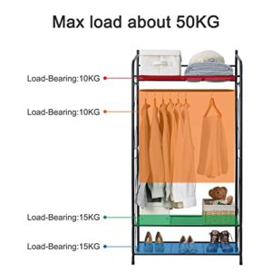 Wisfor Clothes Rack with Shelves Metal Heavy Duty Garment Clothing Rack Stand Free Standing Shelf for Bedroom